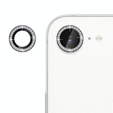 Per iPhone 16e Klebol - Protezione individuale per obiettivo della fotocamera con anello di diamanti (nero)