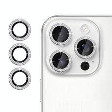 Per iPhone 16 Pro Max Klebol - Protezione individuale per obiettivo della fotocamera con anello di diamanti (argento)