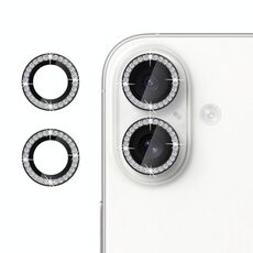 Per iPhone 16 Plus Klebol - Protezione individuale per obiettivo della fotocamera con anello di diamanti (nero)