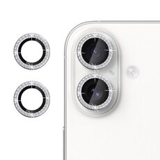 Per iPhone 16 Plus Klebol - Protezione individuale per obiettivo della fotocamera con anello di diamanti (argento)