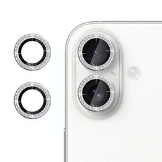 Per iPhone 16 Klebol - Protezione individuale per obiettivo della fotocamera con anello di diamanti (argento)