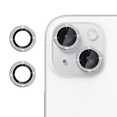 Per iPhone 14 Plus Klebol - Protezione individuale per obiettivo della fotocamera con anello di diamanti (argento)