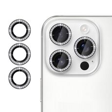 Per iPhone 13 Pro Klebol - Protezione per obiettivo fotocamera individuale con anello di diamanti (nero)