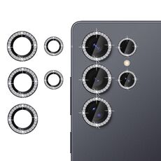 Per Samsung Galaxy S25 Ultra 5G Klebol - Protezione per obiettivo fotocamera individuale con anello diamantato (nero)