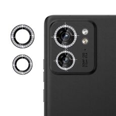 Per Motorola Edge 40 5G Klebol - Protezione per obiettivo fotocamera individuale con anello diamantato (nero)