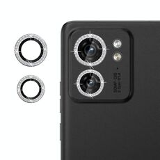 Per Motorola Edge 40 5G Klebol - Protezione per obiettivo fotocamera individuale con anello diamantato (argento)