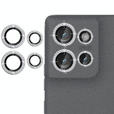 Per Motorola Edge 50 5G Klebol - Protezione per obiettivo fotocamera individuale con anello diamantato (argento)