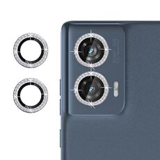 Per Motorola Edge 50 Fusion 5G Klebol - Protezione per obiettivo fotocamera individuale con anello diamantato (argento)