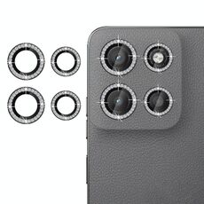 Per Motorola Moto G15 Klebol - Protezione individuale per obiettivo della fotocamera con anello diamantato (nero)