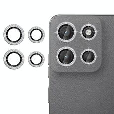 Per Motorola Moto G15 Klebol - Protezione per obiettivo fotocamera individuale con anello di diamanti (argento)