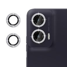 Per Motorola Moto G35 5G Klebol - Protezione per obiettivo fotocamera individuale con anello di diamanti (argento)