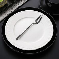 Design da appendere a parete a forma di V in acciaio inossidabile Design semplice Cucchiaino da caffè Forchetta Manico lungo creativo Stoviglie per mescolare, Stile: Forchetta, Colore: Nero