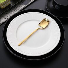 Design da appendere a parete a forma di V in acciaio inossidabile Design semplice Cucchiaino da caffè Forchetta Manico lungo creativo Stoviglie per mescolare, Stile: Cucchiaio, Colore: Oro
