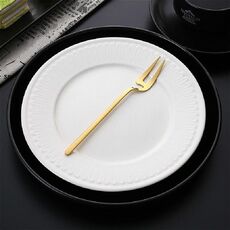 Design da appendere a parete a forma di V in acciaio inossidabile Design semplice cucchiaio da caffè Forchetta Creativo manico lungo Mescolare stoviglie, Stile: Forchetta, Colore: Oro