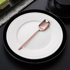 Design da appendere a parete a forma di V in acciaio inossidabile Design semplice Cucchiaino da caffè Forchetta Creativo manico lungo Agitare stoviglie, Stile: Cucchiaio, Colore: Oro rosa