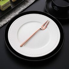 Design da appendere a parete a forma di V in acciaio inossidabile Design semplice Cucchiaino da caffè Forchetta Manico lungo creativo Stoviglie per mescolare, Stile: Forchetta, Colore: Oro rosa