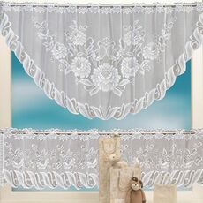 Tenda da caffè traslucida bianca Tulle Pizzo Trasparente Tende jacquard lavorate a maglia Tende da camera da letto, Dimensioni: Tenda superiore e inferiore (JHM-02)