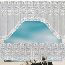 Tenda da caffè traslucida bianca Tulle Pizzo Trasparente Tende jacquard lavorate a maglia Tende da camera da letto, Dimensioni: Tenda superiore e inferiore (JHM-06)
