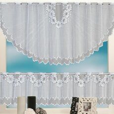 Tenda da caffè traslucida bianca Tulle Pizzo Trasparente Tende jacquard lavorate a maglia Tende da camera da letto, Dimensioni: Tenda superiore e inferiore (JHM-07)