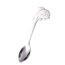2 pezzi in acciaio inox a forma di delfino cartone animato cucchiaio da caffè cucchiaio da gelato cucchiaio da alimentazione per bambini (acciaio)