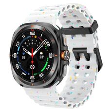 Cinturino in silicone con doppia fibbia e pois colorati per Samsung Galaxy Watch Ultra 47mm (bianco)