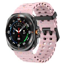Cinturino in silicone con doppia fibbia e pois colorati per Samsung Galaxy Watch Ultra 47mm (rosa)