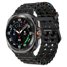 Cinturino in silicone con doppia fibbia e pois colorati per Samsung Galaxy Watch Ultra 47mm (nero)