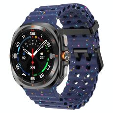 Cinturino in silicone con doppia fibbia e pois colorati per Samsung Galaxy Watch Ultra 47 mm (blu notte)