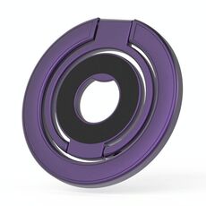Supporto magnetico per telefono ad anello, pieghevole triplo, MagSafe, bifacciale (viola)