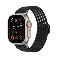 Cinturino per Apple Watch da 46 mm / 49 mm / 45 mm / 44 mm in nylon traspirante con intreccio a filo (nero)