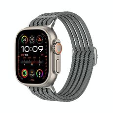 Cinturino per Apple Watch da 46 mm / 49 mm / 45 mm / 44 mm in nylon traspirante con intreccio a filo (grigio)
