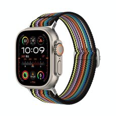 Cinturino per Apple Watch da 46 mm / 49 mm / 45 mm / 44 mm in nylon traspirante con intreccio a filo (arcobaleno)