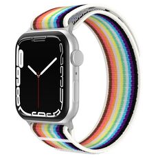 Cinturino per Apple Watch 46 mm / 49 mm / 45 mm / 44 mm xDfind in nylon a doppia sezione (arcobaleno bianco)