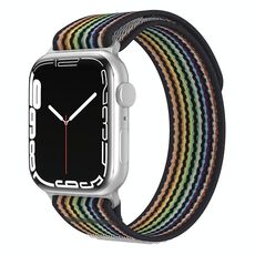 Cinturino per Apple Watch 42 mm / 41 mm / 40 mm / 38 mm xDfind in nylon a doppia sezione (arcobaleno nero)