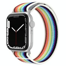 Cinturino per Apple Watch 42 mm / 41 mm / 40 mm / 38 mm xDfind in nylon a doppia sezione (arcobaleno bianco)