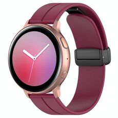 Cinturino per orologio in silicone con fibbia pieghevole nera e testa piatta xDfind da 22 mm (rosso vino)