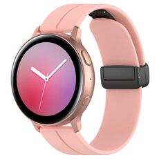 Cinturino per orologio in silicone con fibbia pieghevole nera e testa piatta xDfind da 22 mm (rosa chiaro)