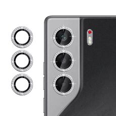 Per Tecno Camon 40 Klebol - Protezione per obiettivo della fotocamera con anello diamantato (argento)