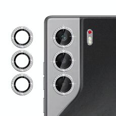 Per Tecno Camon 40 Pro 4G Klebol - Protezione per obiettivo fotocamera individuale con anello diamantato (argento)