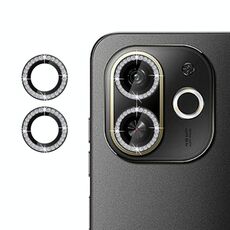 Per Tecno Pop 9 Klebol - Protezione per obiettivo della fotocamera con anello diamantato (nero)