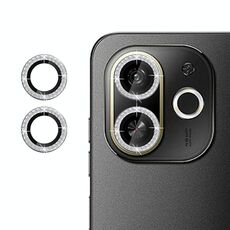 Per Tecno Pop 9 Klebol - Protezione per obiettivo della fotocamera con anello diamantato (argento)
