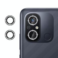 Per Redmi 12C 4G Klebol - Protezione per obiettivo fotocamera individuale con anello diamantato (nero)