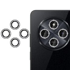 Per Redmi 14C Klebol - Protezione individuale per obiettivo della fotocamera con anello di diamanti (nero)