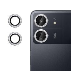 Per Xiaomi Poco C65 Klebol - Protezione per obiettivo fotocamera individuale con anello diamantato (argento)