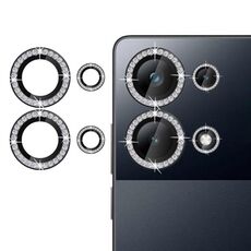 Per Xiaomi Poco M6 Pro Klebol - Protezione individuale per obiettivo della fotocamera con anello diamantato (nero)