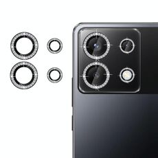 Per Xiaomi Poco X6 Klebol - Protezione individuale per obiettivo della fotocamera con anello diamantato (nero)