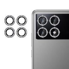 Per Xiaomi Poco X6 Pro Klebol - Protezione individuale per obiettivo della fotocamera con anello diamantato (nero)