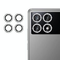 Per Xiaomi Poco X6 Pro Klebol - Protezione per obiettivo fotocamera individuale con anello diamantato (argento)