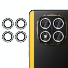 Per Xiaomi Poco X7 Klebol - Protezione individuale per obiettivo fotocamera con anello diamantato (nero)