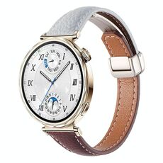 Cinturino per orologio in vera pelle con fibbia magnetica pieghevole, sottile, da 18 mm, con trama Litchi (blu nebbia, rosso vino)